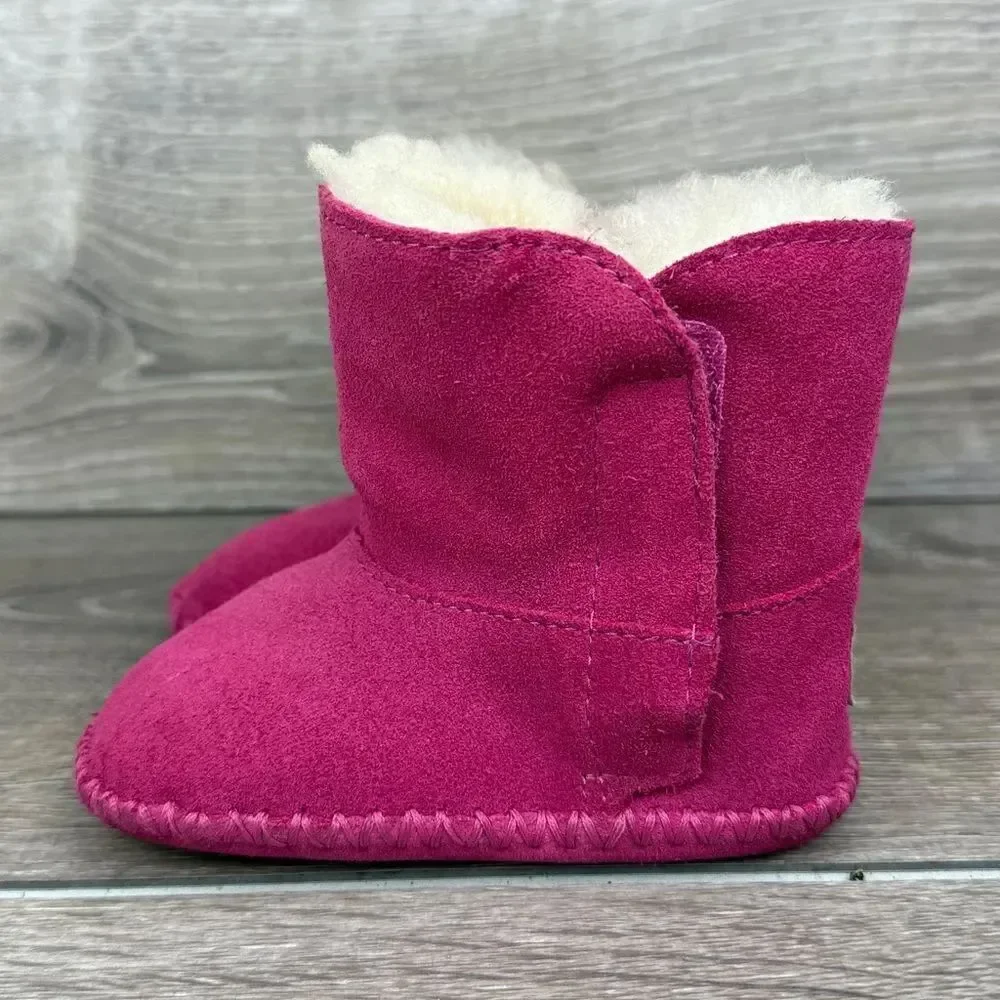 Ugg Caden Toddler Girl Sz 5 Princess Pink Suede Shearling Lined Moccasin Booties